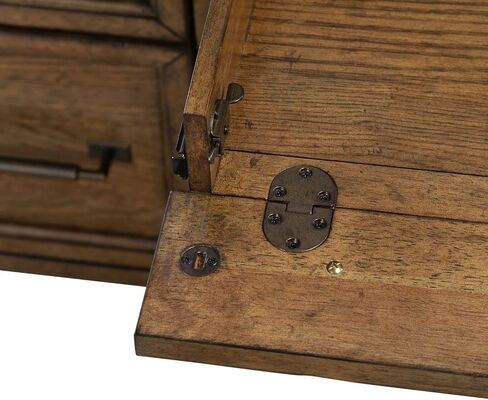 Liberty Furniture Carolina Park Jr Executive Credenza مع صينية لوحة المفاتيح، قفل تخزين الملفات للمكتب المنزلي - خشب البلوط البني الكهرماني in Saudi Arabia