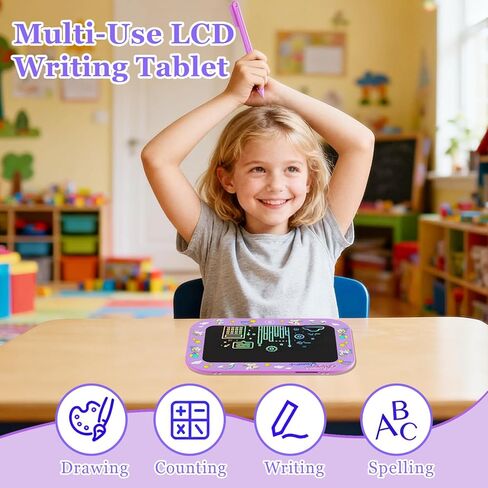2 حزمة من أجهزة الكمبيوتر اللوحية للكتابة LCD للأطفال، 10 بوصات ملونة قابلة لإعادة الاستخدام، لوحات رسم إلكترونية للأطفال الصغار، هدايا ألعاب تعليمية تعليمية للفتيات في عمر 3 4 5 6 7 8 سنوات (وردي وبنفسجي - 10 بوصات) in Kuwait