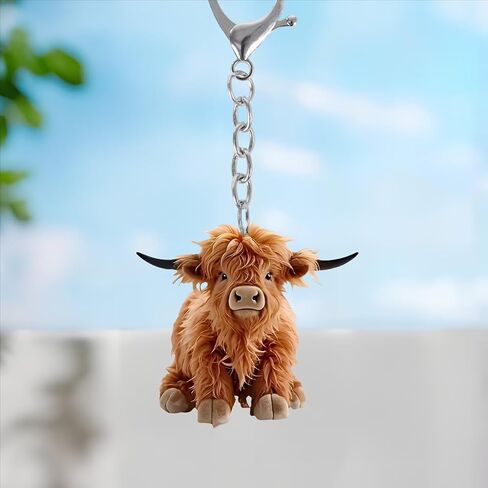 Cute Highland Cow Acrylic Keychain,Adorable Cow Key Ring for Bag, Car, Gift/YSK-01 in Saudi Arabia