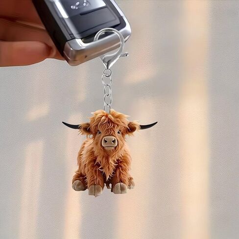 Cute Highland Cow Acrylic Keychain,Adorable Cow Key Ring for Bag, Car, Gift/YSK-01 in Saudi Arabia