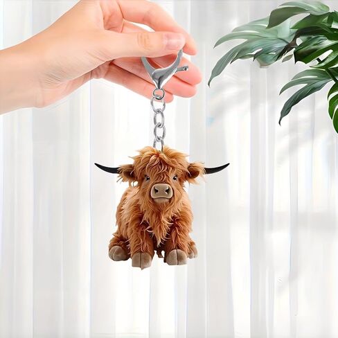Cute Highland Cow Acrylic Keychain,Adorable Cow Key Ring for Bag, Car, Gift/YSK-01 in Saudi Arabia