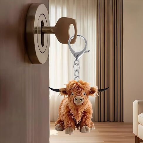 Cute Highland Cow Acrylic Keychain,Adorable Cow Key Ring for Bag, Car, Gift/YSK-01 in Saudi Arabia