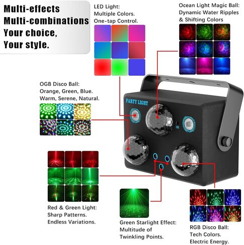 أضواء الحفلة حديثا ديسكو الكرة الخفيفة، أضواء LED DJ الصوت المنشط التحكم عن بعد ضوء المرحلة الأضواء القوية ضوء وردي رومانسي لعيد الميلاد عيد الهالوين زينة كاريوكي بار هدية لحفل زفاف عيد ميلاد in Kuwait