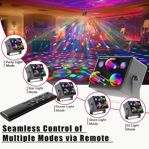 أضواء الحفلة حديثا ديسكو الكرة الخفيفة، أضواء LED DJ الصوت المنشط التحكم عن بعد ضوء المرحلة الأضواء القوية ضوء وردي رومانسي لعيد الميلاد عيد الهالوين زينة كاريوكي بار هدية لحفل زفاف عيد ميلاد in Kuwait