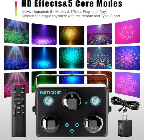 أضواء الحفلة حديثا ديسكو الكرة الخفيفة، أضواء LED DJ الصوت المنشط التحكم عن بعد ضوء المرحلة الأضواء القوية ضوء وردي رومانسي لعيد الميلاد عيد الهالوين زينة كاريوكي بار هدية لحفل زفاف عيد ميلاد in Kuwait