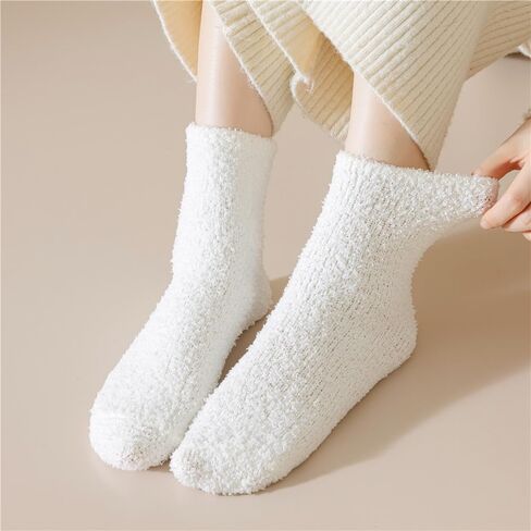 جوارب Boyizuiyou Fuzzy - 5 أزواج من الجوارب المبطنة للنساء، جوارب أرضية من الصوف، جوارب منتفخة مريحة ودافئة، جوارب نوم من الألياف الدقيقة، جوارب شتوية مبطنة in Kuwait