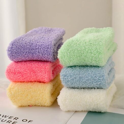 جوارب Boyizuiyou Fuzzy - 5 أزواج من الجوارب المبطنة للنساء، جوارب أرضية من الصوف، جوارب منتفخة مريحة ودافئة، جوارب نوم من الألياف الدقيقة، جوارب شتوية مبطنة in Kuwait