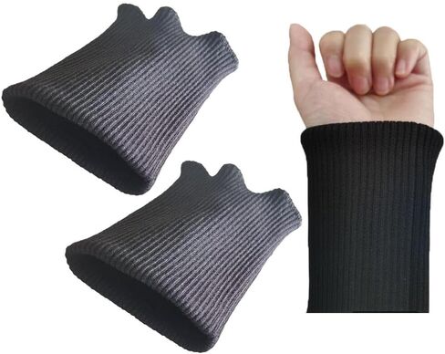 Finished Knit Cuffs for Jacket, Seamless Rib Knit Cuffs 1 Pair for Coat Sleeve Replacement (Black) in Saudi Arabia