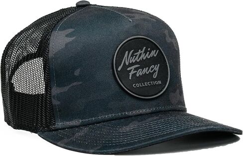 قبعة Nuthin Fancy CO Pioneer Snapback، قبعة سائق الشاحنة قابلة للتعديل للرجال والنساء مع تباين أسفل الفاتورة، كمبرلاند - أبيض وأسود in Saudi Arabia