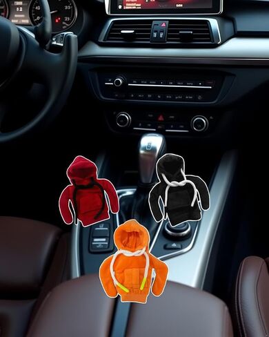 Cute Car Gear Shift Knob Cover Winter Warm Hoodie Gear Shift Cover Winter-Friendly Handbrake Sleeve for Manual and Automatic Shifters Hoodie Style Pack of 3 Red Black Orange LCC721-01 in Saudi Arabia
