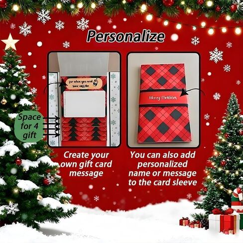 Handmade Waterfall Christmas Gift Card Booklet,Waterfall Gift Card Holder,DIY Trend Wow Note Holder,PartyGift Supplies with 4 Slots(2PC) in Kuwait