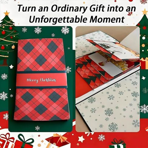 Handmade Waterfall Christmas Gift Card Booklet,Waterfall Gift Card Holder,DIY Trend Wow Note Holder,PartyGift Supplies with 4 Slots(2PC) in Kuwait