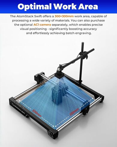 ATOMSTACK Swift Laser Engraver للمبتدئين، قاطع ليزر بقوة 7000 ميجاوات، فئة الليزر 4، منطقة عمل 300 × 300 مم، آلة نقش بدقة 0.08 مم للخشب والجلود والمعادن المطلية والأكريليك (سويفت 7 وات) in Kuwait
