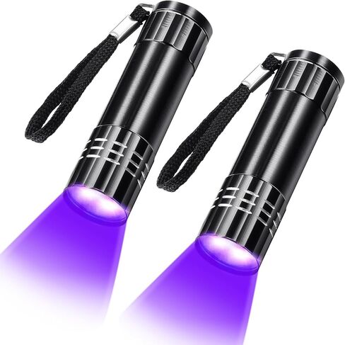 12 Pieces Blacklight Flashlights LED UV Handheld Mini Black Light Flashlight Small Portable UV Light Detector UV Flashlight 395nm 9 LED Light Torch for Pet Urine and Dry Stain, Not Included Battery in Saudi Arabia