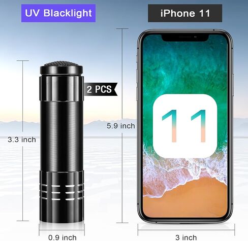 12 Pieces Blacklight Flashlights LED UV Handheld Mini Black Light Flashlight Small Portable UV Light Detector UV Flashlight 395nm 9 LED Light Torch for Pet Urine and Dry Stain, Not Included Battery in Saudi Arabia