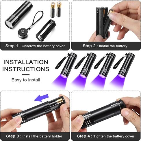 12 Pieces Blacklight Flashlights LED UV Handheld Mini Black Light Flashlight Small Portable UV Light Detector UV Flashlight 395nm 9 LED Light Torch for Pet Urine and Dry Stain, Not Included Battery in Saudi Arabia