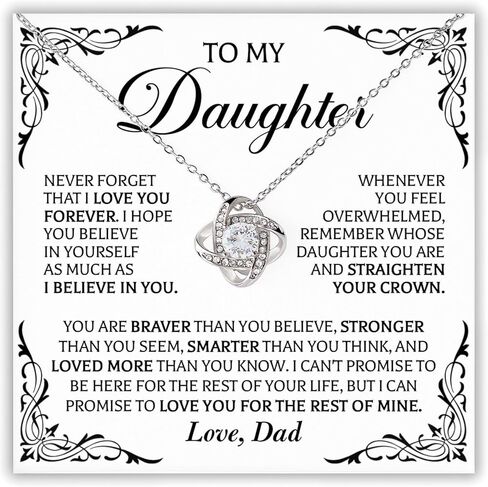 Birthday Gifts For Daughter Necklace, Love Knot Necklace Birthday Gift for Daughter, Father Daughter Gifts From Dad, Gift For Daughter From Mom, Daughter Necklaces From Dad, Daughter Jewelry From Dad in Saudi Arabia