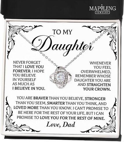 Birthday Gifts For Daughter Necklace, Love Knot Necklace Birthday Gift for Daughter, Father Daughter Gifts From Dad, Gift For Daughter From Mom, Daughter Necklaces From Dad, Daughter Jewelry From Dad in Saudi Arabia