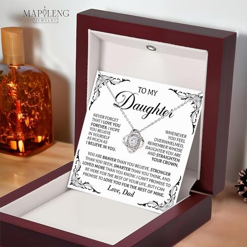Birthday Gifts For Daughter Necklace, Love Knot Necklace Birthday Gift for Daughter, Father Daughter Gifts From Dad, Gift For Daughter From Mom, Daughter Necklaces From Dad, Daughter Jewelry From Dad in Saudi Arabia