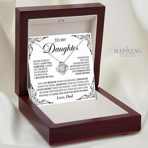 Birthday Gifts For Daughter Necklace, Love Knot Necklace Birthday Gift for Daughter, Father Daughter Gifts From Dad, Gift For Daughter From Mom, Daughter Necklaces From Dad, Daughter Jewelry From Dad in Saudi Arabia