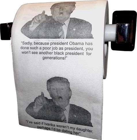 Donald Trump Toilet Paper with 9 Mind-Numbing Quotes - Hilarious Novelty Gag Gift by tRUMP Wipes in Saudi Arabia