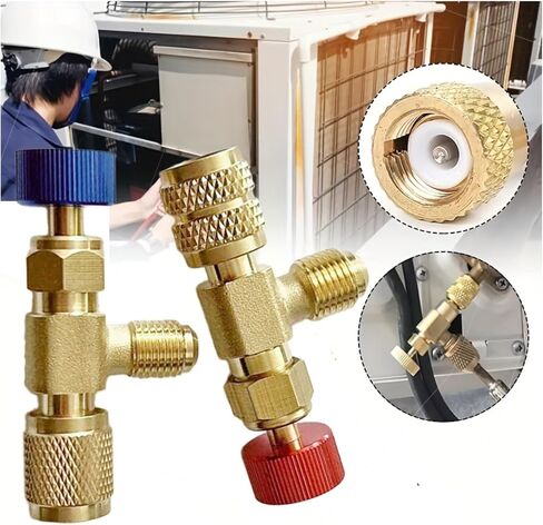 1 قطعة محول تكييف الهواء لشحن التبريد R410A R22 1/4 "خرطوم صمام السائل يد نحاسية (النمط 4) in Saudi Arabia