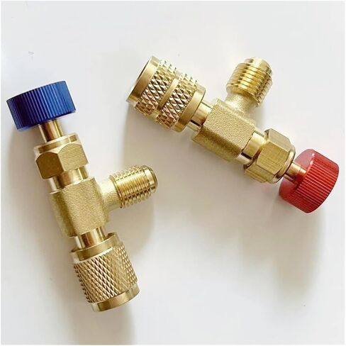 1 قطعة محول تكييف الهواء لشحن التبريد R410A R22 1/4 "خرطوم صمام السائل يد نحاسية (النمط 4) in Saudi Arabia