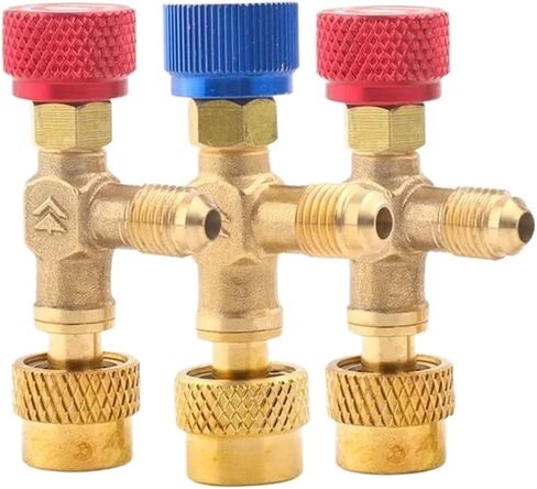 R410a R22 أداة التبريد تكييف الهواء صمام محول تركيب 1/4 "5/16" بوصة ذكر/فاميل شحن خرطوم (ABD) in Kuwait
