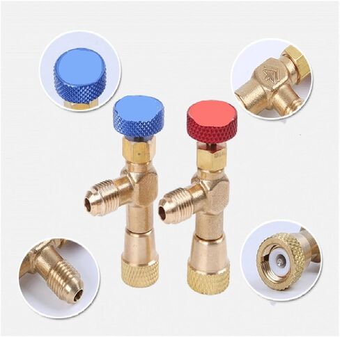 R410a R22 أداة التبريد تكييف الهواء صمام محول تركيب 1/4 "5/16" بوصة ذكر/فاميل شحن خرطوم (ABD) in Kuwait