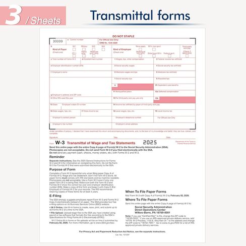 W2 Forms 2025 with Envelopes,6 Part W-2 Tax Forms 2025, 6-Part W-2 Forms with 25 Self-Seal Envelopes, Laser Forms Designed for Accounting(W2 6 Part 25 with Envelopes) in Saudi Arabia