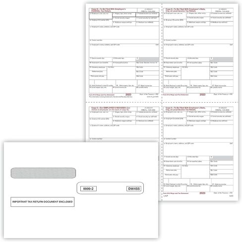 ComplyRight W-2 Tax Form Set with Envelopes, Recipient Copy Only, 4-Up (Box), Pack of 50 Forms, Tax Preparer Supplies in Saudi Arabia