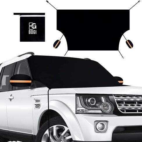Car Windshield Snow Cover, Magnets Double Side Design 210T Waterproof Frost Guard Windshield Snow Cover with Mirror Covers, Fits Most Cars, Dust Cover and Ice Protector in All Weather (85"x 50") in Saudi Arabia