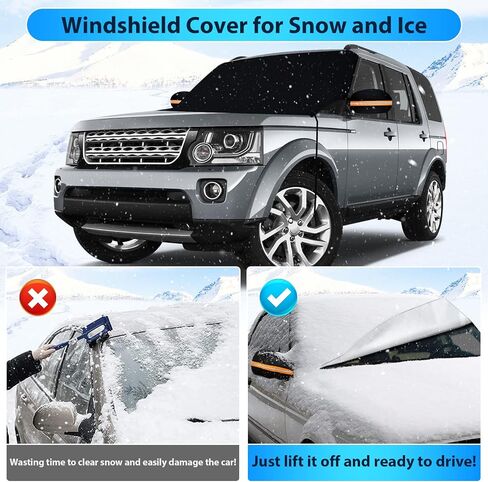 Car Windshield Snow Cover, Magnets Double Side Design 210T Waterproof Frost Guard Windshield Snow Cover with Mirror Covers, Fits Most Cars, Dust Cover and Ice Protector in All Weather (85"x 50") in Saudi Arabia