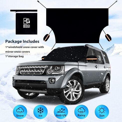 Car Windshield Snow Cover, Magnets Double Side Design 210T Waterproof Frost Guard Windshield Snow Cover with Mirror Covers, Fits Most Cars, Dust Cover and Ice Protector in All Weather (85"x 50") in Saudi Arabia