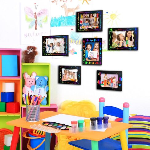 Motipuns 24 قطعة إطار الصورة الصفر الحرفية مجموعات للأطفال DIY عيد الميلاد ورقة خدش إطار الصورة مع قلم خشبي العودة إلى المدرسة 4 × 6 الأطفال صور الفصول الدراسية أنشطة عيد الميلاد ديكور in Kuwait