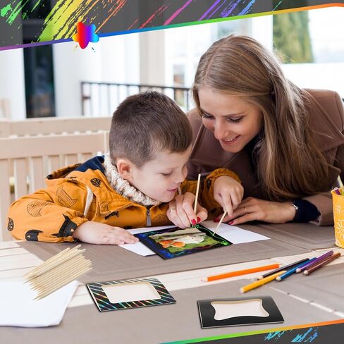 Motipuns 24 قطعة إطار الصورة الصفر الحرفية مجموعات للأطفال DIY عيد الميلاد ورقة خدش إطار الصورة مع قلم خشبي العودة إلى المدرسة 4 × 6 الأطفال صور الفصول الدراسية أنشطة عيد الميلاد ديكور in Kuwait