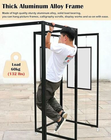 Picture Hanging Exhibition Display Stand with Stable Base, Freestanding Double-Sided Painting Show Rack for Art Gallery, Craft Fair, Booth (3pcs-60x150cm(23 5/8 in Saudi Arabia