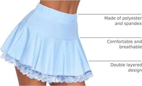 Avidlove Women Pleated Mini Skirt Sexy Lace Ruffle Solid Skirt Lingerie Short Skirts in Saudi Arabia