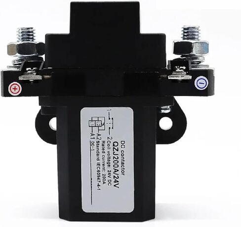QZJ-200A DC Power Contactor Relay, 200 Amp, Black, Normally Open Design for Forklifts, Heavy Industrial Equipment, 24V DC Operation (48V) in Kuwait