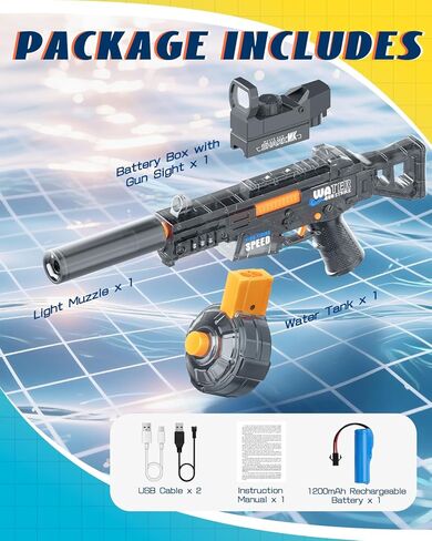 مسدس مياه كهربائي مكون من قطعتين للأطفال والكبار - مسدس مياه أوتوماتيكي، ضوء LED، تيار لمسافات طويلة لألعاب حفلات الشاطئ في الهواء الطلق في الصيف (أسود رائع وأزرق ساطع) in Kuwait