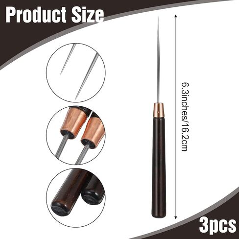 3 PCS Awl Tool Sewing Awl Punch Wooden Handle Leather Stitching Sewing Awls for Punching Scratch Book Binding Beading Tailors Cloth DIY Craft Repair (Reddish Brown) in Saudi Arabia
