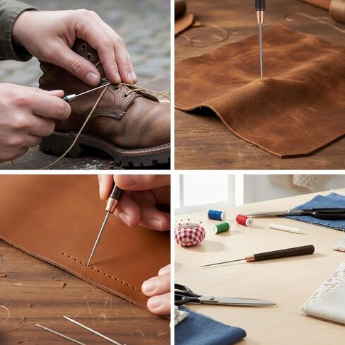 3 PCS Awl Tool Sewing Awl Punch Wooden Handle Leather Stitching Sewing Awls for Punching Scratch Book Binding Beading Tailors Cloth DIY Craft Repair (Reddish Brown) in Saudi Arabia