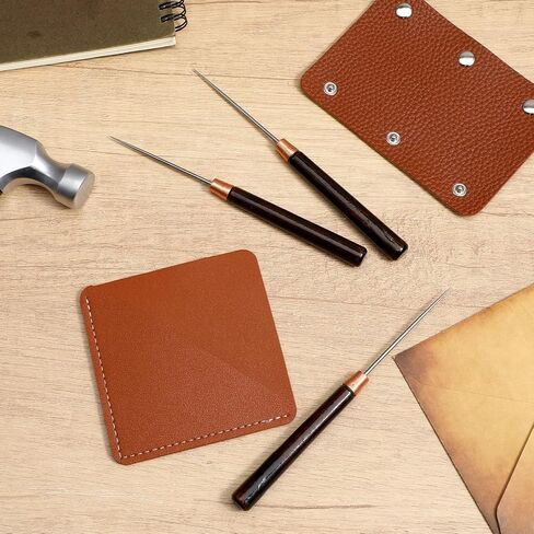 3 PCS Awl Tool Sewing Awl Punch Wooden Handle Leather Stitching Sewing Awls for Punching Scratch Book Binding Beading Tailors Cloth DIY Craft Repair (Reddish Brown) in Saudi Arabia