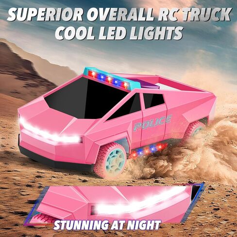 ألعاب سيارات بالتحكم عن بعد، شاحنة RC بموضوع الشرطة 1:20 مع أضواء LED وامضة ومساحة تحميل، ألعاب سيارات سباق RC قابلة لإعادة الشحن بتردد 2.4 جيجا هرتز للأطفال الأولاد والبنات 3 5 7 10، هدية عيد ميلاد عيد الميلاد in Kuwait