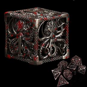 مجموعة نرد معدنية DND D&D 7 die Cthulhu نرد مجوف متعدد السطوح لـ MTG، لعبة لعب الأدوار RPG، Shadowrun وتعليم الرياضيات D20 D12 D10 D8 D6 D4 in Kuwait