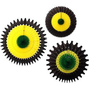 Set of 3 Tissue Paper Fans, Jamaican (13-21 Inch) in Saudi Arabia