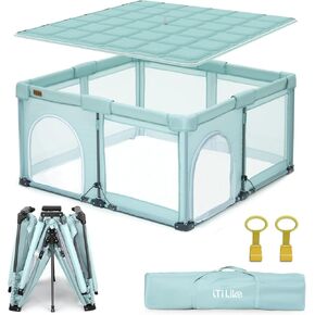 Foldable Baby Playpen 59X59 inch, iTiLike Playpen for Babies and Toddlers with 50 PCS Ocean Balls & 4 Handles, Indoor & Outdoor Kids Safety Play Pen Area, Portable Travel Play Yard in Kuwait