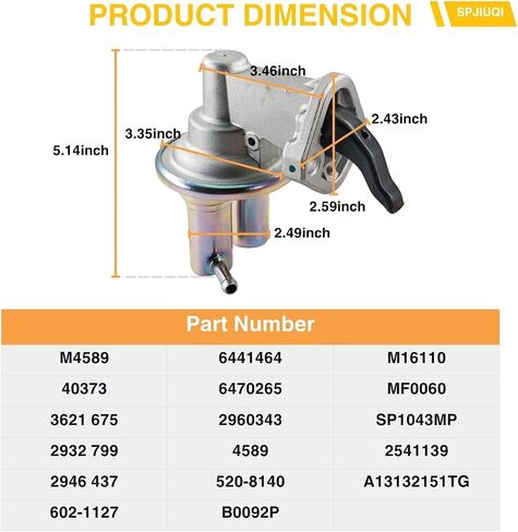 مضخة الوقود الميكانيكية M4589 MF0060 SP1043MP 520-8140 40373 4589 يناسب 1969-1971 موبار دودج بليموث كرايسلر 6.3L 7.2L 383 440 CID Big Block V8 سلسلة سيارات العضلات in Saudi Arabia