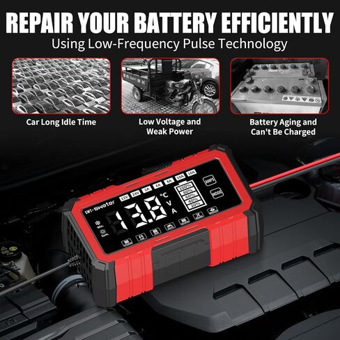 SWTsweter 16A Smart Battery Charger/Maintainer for Lithium-ion, LiFePO4, Lead Acid (AGM/Gel/SLA) - 12V/24V Automotive Charger for Car, Truck, SUV, Motorcycle, Boat, RV in Saudi Arabia