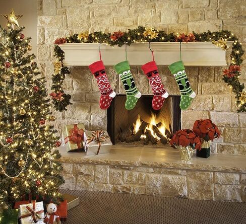 Christmas Stocking for Family Kids dogs, Knitted Dog Bone Snowflakes Red Christmas Sock for Christmas Pendant Home Hanging Ornaments Party Decoration Supplies, Holiday Xmas Hanging Stocking in Saudi Arabia